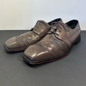 Giorgio Brutini Men’s Leather Oxford 13M Brown Ruched Square Toe Dress Formal